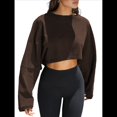 thumbnail image 1 of Sudaderas de Larga con Globo para Mujer, Sudaderas , Cuello Redondo Extragrande Marrón L, 1 of 8