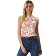 thumbnail image 1 of Blusas Elegante Sin Mangas Vintage De La Década De 1950 Con Volantes Para Oficina De Negocios Para Mujer Blanco Rosa-floral S, 1 of 6