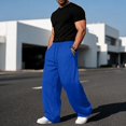 thumbnail image 6 of Havenx Baggy Sweatpants for Men Straight Wide Leg Drawstring Sweat Pants with Pockets Elastic Waist Open Bottom Sweatpants Loose Fit Soft Fall Winter Comfy Workout Trousers,Royal Blue L, 6 of 7