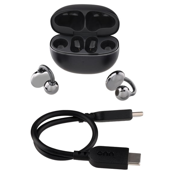 onn Nebulode Pro Open-Clip Wireless Earbuds, Black