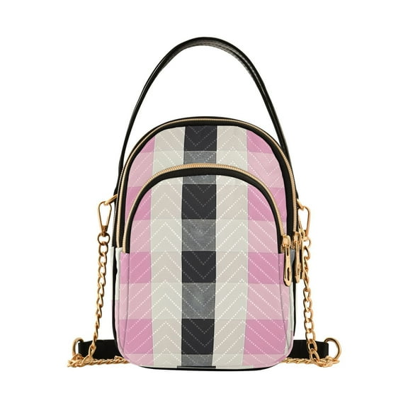 joogoo Women Soft Checkered Chain Crossbody Bags Shoulder Handbag Phone Purse