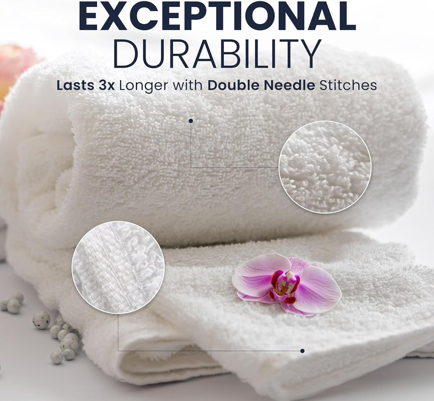 belem Fast Drying Hotel Towels - Pack of 72 (20x40) White Bath Towels Bulk- Lightweight Economy Bulk Towels - 5.5lb/dozen Super Absorbing, Soft & Durable Terry Towels for Commercial & Hotel Use