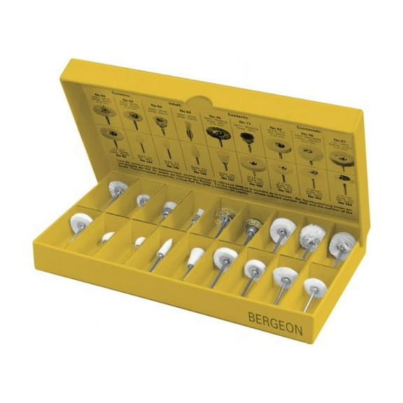 Bergeon 2686 assortment of 18 small brushes for polishing