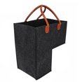 thumbnail image 1 of Cesta plegable para escaleras con mango de cuero, duradera para juguetes, ropa, libros y computadoras (gris oscuro), 1 of 5