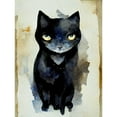 thumbnail image 1 of Curious Black Cat Watercolour Painting Unframed Wall Art Print Poster Home Decor, 1 of 3