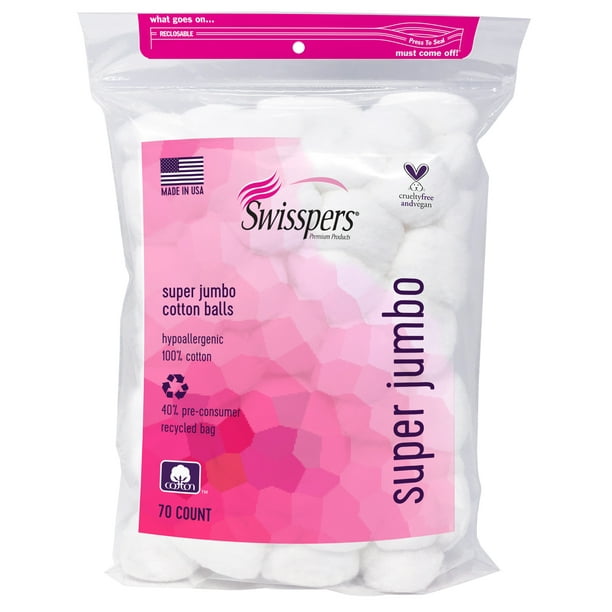 Swisspers Premium Super Jumbo 100 Cotton Balls 70Ct