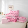 thumbnail image 6 of jejeloiu Ribbon Bowtie Bow 7pcs Bedding Comforter Set,Pink Grid Bowknot Queen Bedding Sets,First Letter E Queen Sheet Sets For Girls,Super Cozy Room Decor Reversible, 6 of 8