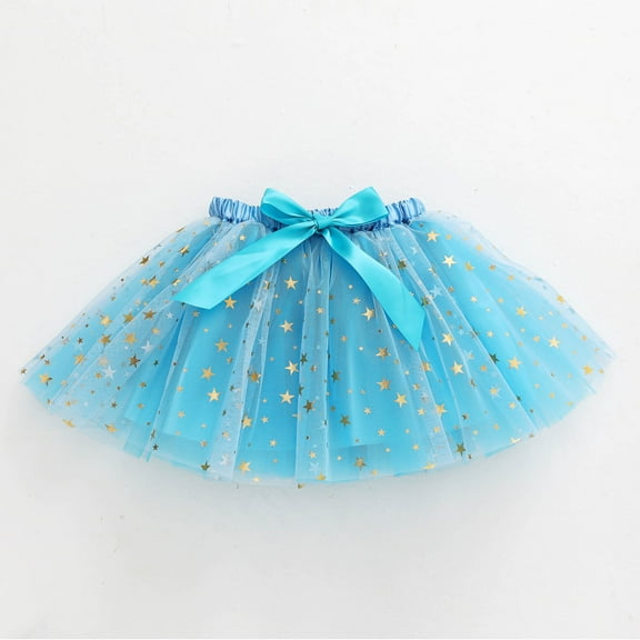 PEASKJP Girls Sequin Skirt Little Girl Tutu Skirt A-Line Tulle Skirt Party Princess Dance Tutus for Girls (Blue,5-8 Y)