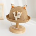 thumbnail image 3 of Biezeib Girls Sun Hat Set, Cute Cat Roll-up Brim Straw Hat with Shoulder Bag for Vacation Beach, 3 of 6