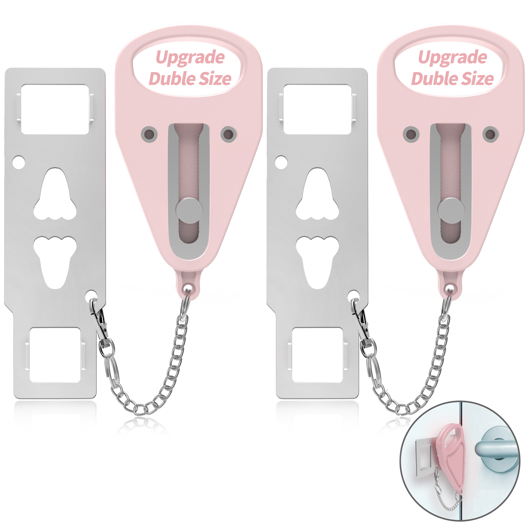 2Pack Upgrade Portable Door Lock Home Security Door Locker, Lock down