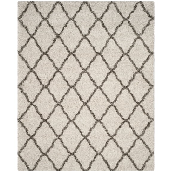 SAFAVIEH Hudson Aline Plush Geometric Shag Area Rug, Ivory/Grey, 11' x 15'