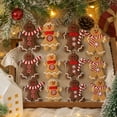 thumbnail image 4 of QISIWOLE Gingerbread Man Ornament Set of 12, Wooden Hanging Christmas Decoration, 3.2 in Wood Ornament Set, for Christmas Tree Wreath and Holiday Party Decor, 4 of 6