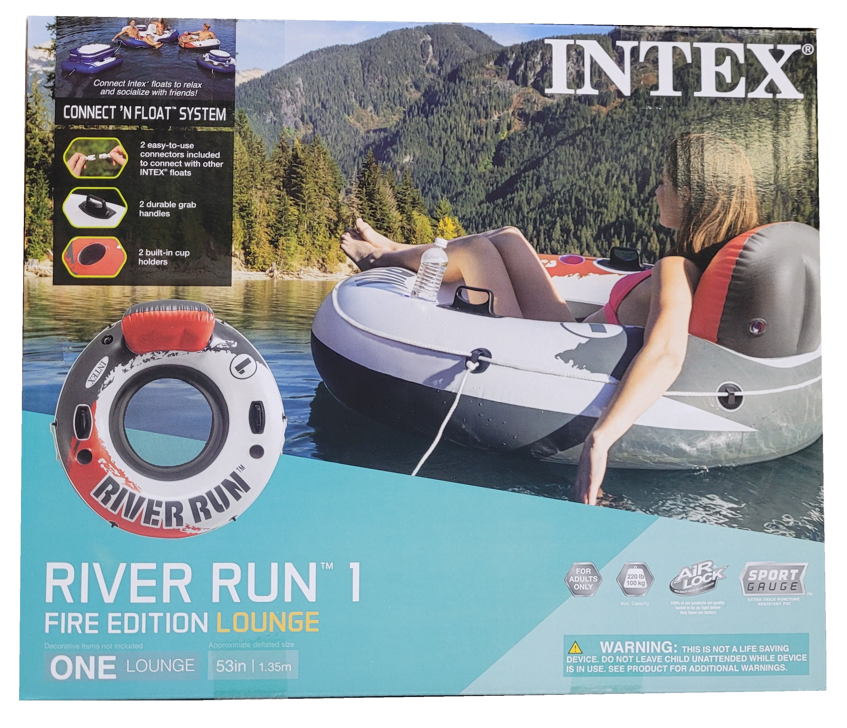 Intex Red River Run 1 Inflatable Floating Lake Tube Fire Edition 53" Diameter
