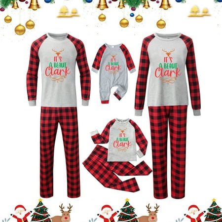 

shucnskos Kids Christmas Pajamas Christmas Family Parent Child Top Trousers Pajamas Set (Baby) Gray Women s Blended Pajamas