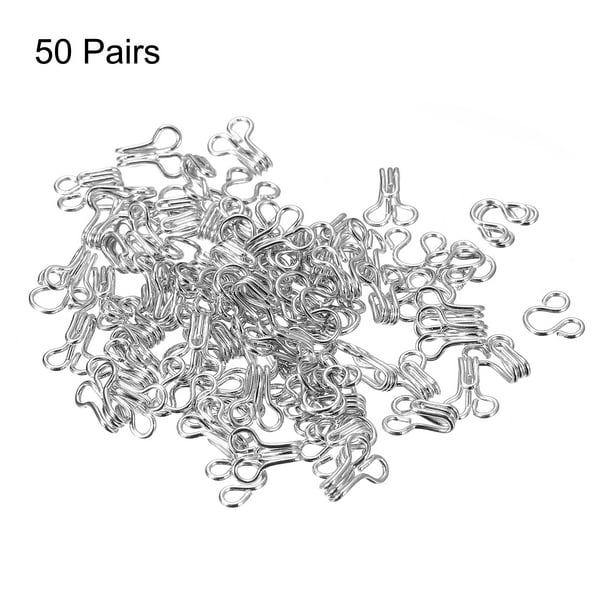 Unique Bargains 50pcs Sewing Hook And Eye Closure For Clothing Bra Jacket Hooks Replacement Sewing Craft, Silver Other