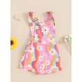 thumbnail image 3 of Bagilaanoe Toddler Baby Girl Jumpsuit Shorts Sleeveless Floral Print Romper Overalls 6M 12M 18M 2T 3T 4T Kids Short Pants Summer Clothes, 3 of 6