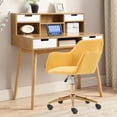thumbnail image 4 of Modern Velvet Yellow Material Adjustable Height 360 Revolving Home Office Chair Yellow, 4 of 5