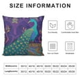 thumbnail image 5 of JEUXUS  Ethnic Throw Pillow Cushion Cover, Peacock Bird with Oriental Feather Before Image, Decorative Square Accent Pillow Case,  Purple Green, 5 of 5