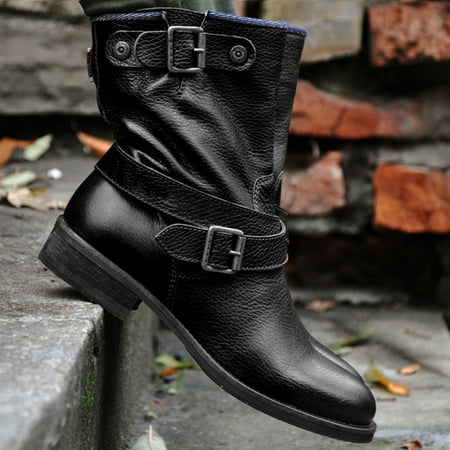 

Tejiojio Clearance Womens Ladies Fashion Square Heels Slip On Pointed Toe Solid Boots Shoes