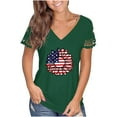 thumbnail image 2 of Babysbule Women's Tops Women's Summer V-neck Independence Day Printed Tops T-Shirts Casual Lace Short Sleeve Blouse, 2 of 7