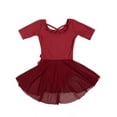 thumbnail image 2 of Leveret Girls Short Sleeve Skirt Leotard Classic Solid Color Color: Maroon Size: X LARGE, 2 of 2