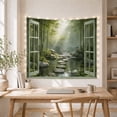 thumbnail image 5 of Bamboo Pond Within a Misty Grove with Stepping Stones, Peaceful Minimalist for Nature Lovers, Zen Garden Decor, Housewarming Gift, Tapestry Wall Hanging for Bedroom and Studio, 5 of 7