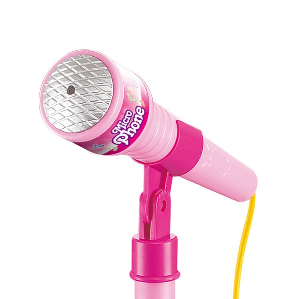 Adjustable Holder with Flashing Stage Lighting and Pedals Connect to Mobile Phone Single Microphone Karaoke Singing Childrens Musical Toy
