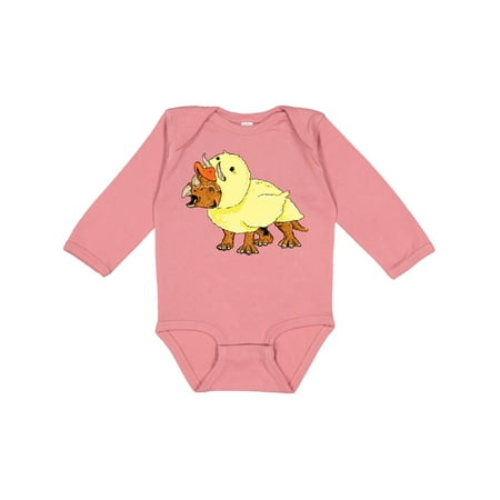

Inktastic Easter Duck Triceratops Gift Baby Boy or Baby Girl Long Sleeve Bodysuit