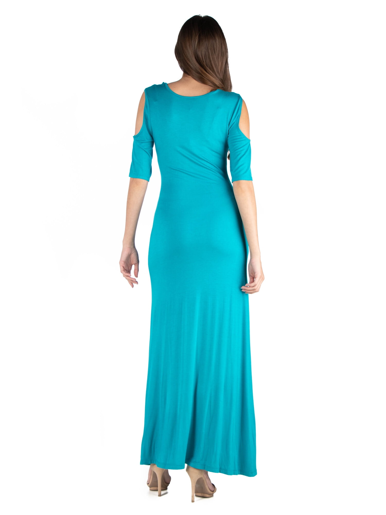 half shoulder maxi dress