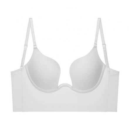 

Deep Plunge Low Back Push up Bra - Comfort Deep V Neck Backless Bra Low Cut Lifting Bralette Ultra-Soft and Breathable Comfortable Bra(1-Packs)