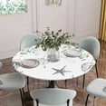 thumbnail image 5 of Sage Green Coastal Round Tablecloth for 36-44 Inch Tables,Fitted Table Cover with Elastic Edge,Summer Eucalyptus Leaves Beach Ocean Starfish Conch Waterproof Outdoor Table Cloth Protector for Dinner, 5 of 9