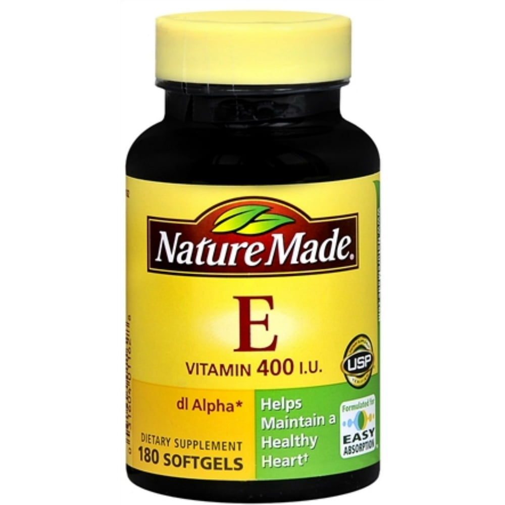 Nature Made dlAlpha Vitamin E 400 IU Softgels 180 Soft Gels (Pack of 4