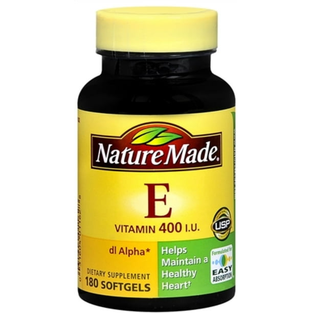 Nature Made dlAlpha Vitamin E 400 IU Softgels 180 Soft Gels (Pack of 4