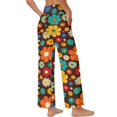 thumbnail image 3 of Psesaysky Women's Wide Leg Pants with Pockets, Color Floral Print Casual Adjustable Loose Pants Palazzo Trousers Sweatpants for Yoga Lounge, Size L, 3 of 7