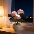 thumbnail image 1 of Maceta Lámpara Nocturna Mini Lámpara de Escritorio con Alimentación USB, Adorno Decorativo de Cerámica con Forma de Flor para Dormitorio, Sala de Estar, Regalo, Rosa, Blanco, Amarillo, 1 of 6