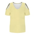 thumbnail image 4 of Akafmk Plus Size Womens Tops,Blouses for Women Summer Tops,Short Sleeve Tops Solid Color Loose Fitting V-neck Cold Shoulder Blouses Tunic Tops, 4 of 4