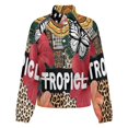 thumbnail image 5 of Jackets for Women Winter Coat Jackets Flannel Stand Collar Jacket(Tropical Vibrant Jungle Paradise,Size:S-4XL), 5 of 7