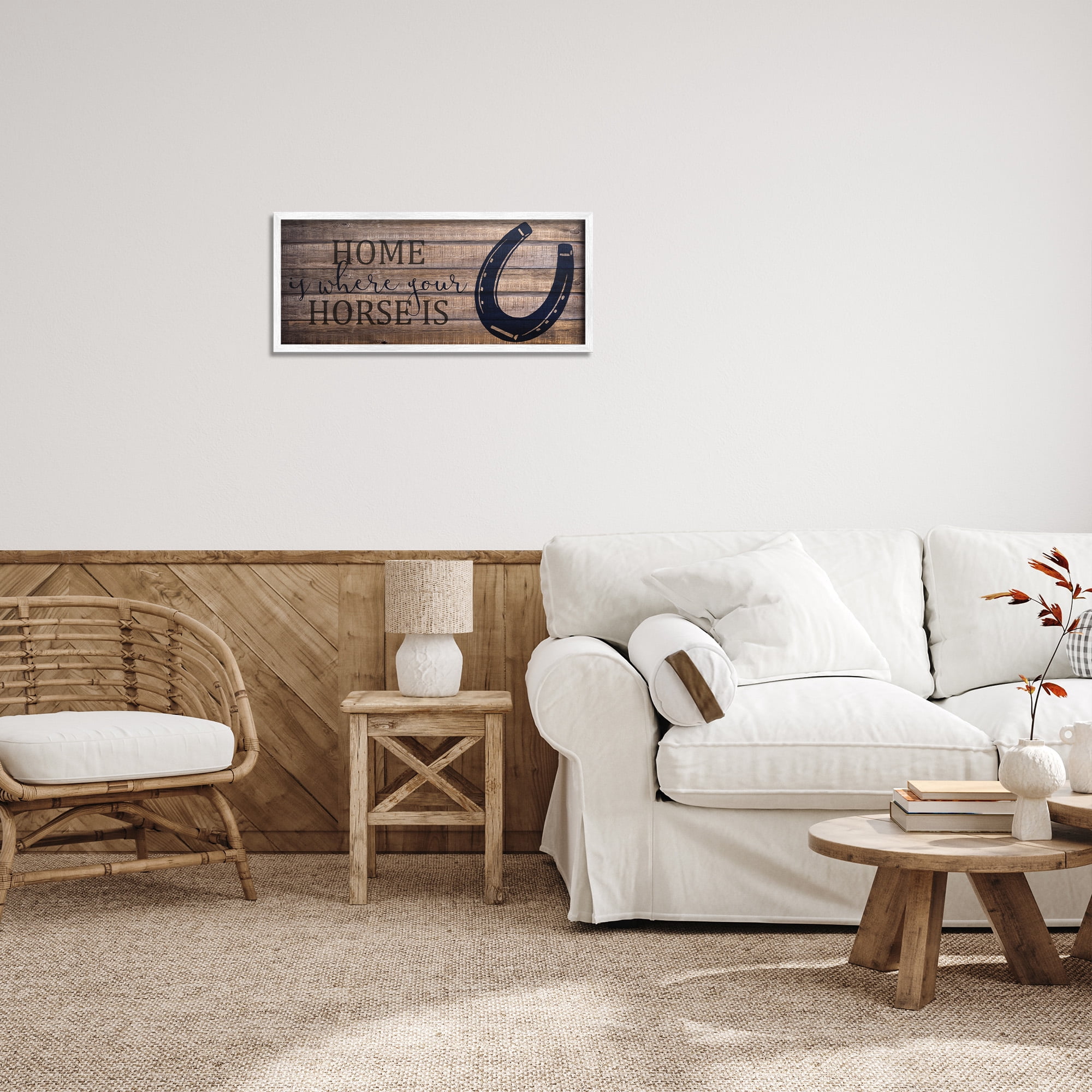 Stupell Industries Western Home Where Horse Is Typography Painting White Framed Art Print Wall Art, 24 x 10