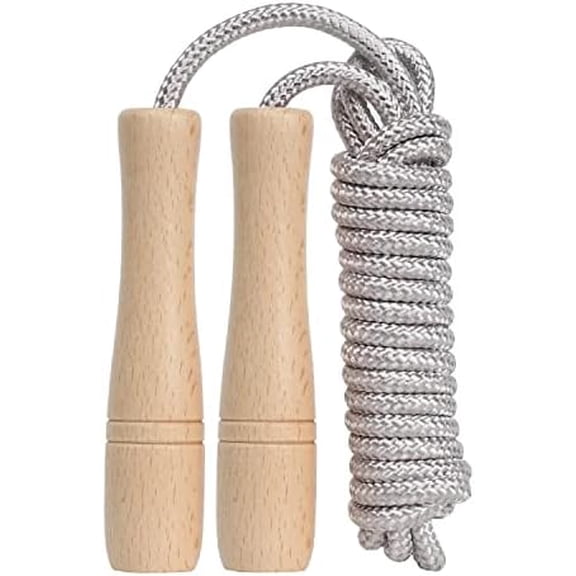Jump Rope Kids,8.5ft Adjustable Cotton Skipping Rope with Wooden Handle for Boys and Girls Fitness Outdoor Exercise (Silver)$$Sport & Recreation Other