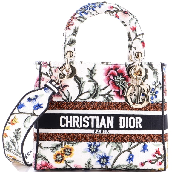 Pre-Owned Lady D-Lite Bag Embroidered Canvas Medium By Rebag