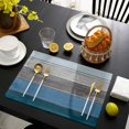 thumbnail image 4 of Placemats Set of 6, Retro Rustic Barn Wood Texture Polyester Stain Resistant Table Mats Washable Placemat Decoration for Kitchen Dining Table Ombre Blue Gray Ocean Hues, 4 of 6