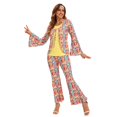thumbnail image 5 of FYEGRE 70s Hippie Disco Couple Set Retro Bohemian Party Outfits for Men and Women Yellow M, 5 of 9