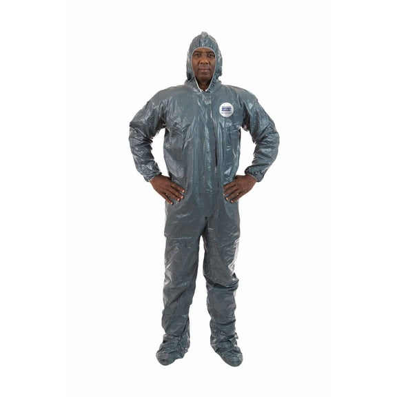 PyroGuard CRFR™, FR & Chemical Resistant Coverall with Attached Hood & Boots, Taped Seams, Elastic Wrists