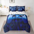 thumbnail image 2 of jejeloiu Teen Video Game 7pcs Bedding Comforter Set,Blue Gamepad Queen Bedding Sets,3D Geometric Plaid Queen Sheet Sets For Boys,Ultra Soft Home Decor Reversible, 2 of 8