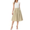 thumbnail image 2 of INSPIRE CHIC Pleated Skirts for Women Vintage A-Line High Waisted Business Casual Midi Skirts M Khaki, 2 of 5