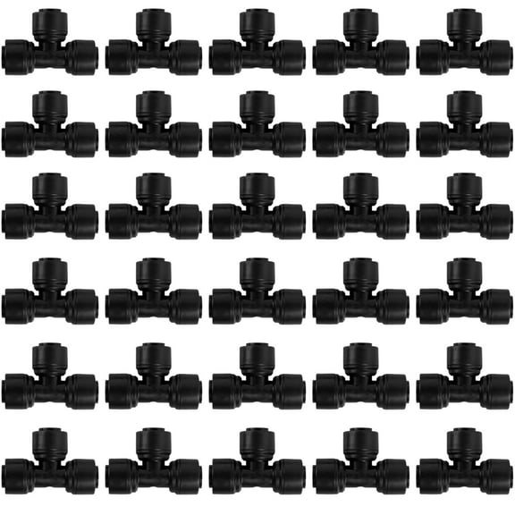 Wrvxzio 30Pcs 1/4" Drip Irrigation Tee Fittings - Leak Proof Drip Irrigation Tee Connectors Sturdy & Durable for Irrigation Water Tubes