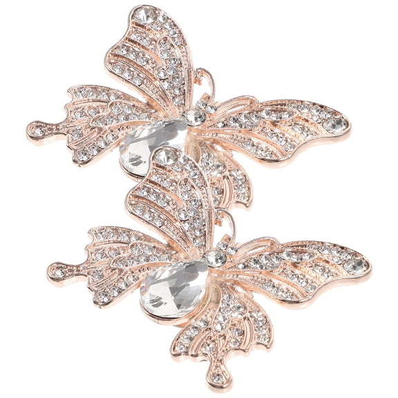 OUNONA 1 Pair Rhinestone Butterfly High Heel Shoe Buckles Metal Clips Removable Decorative Accessories