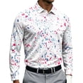 thumbnail image 2 of Men's Golf Polo Shirt Paint Splatter Print Short Sleeve Moisture Wicking Tee Casual Slim Fit Performance Sports Top, L, 2 of 4
