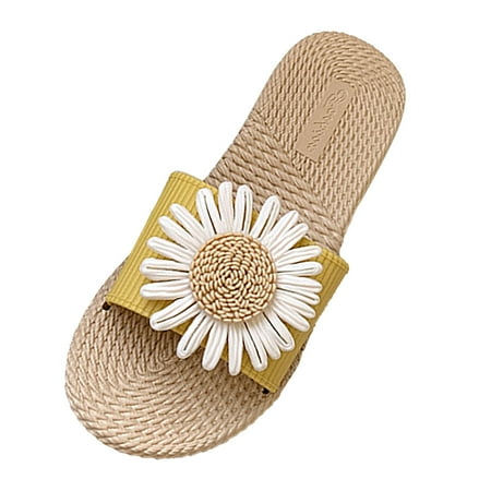 

Cathalem Women s New Summer Indoor Flat Soft Bottom Beach Sandals Yellow 39