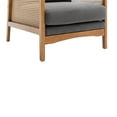 thumbnail image 3 of Rattan Accent Chair, Upholstered Single Side Chair, Wooden Weaving Armchair with Removable Cushion for Living Room Reading Room, Weight Capacity 250LBS, Gray, 3 of 9